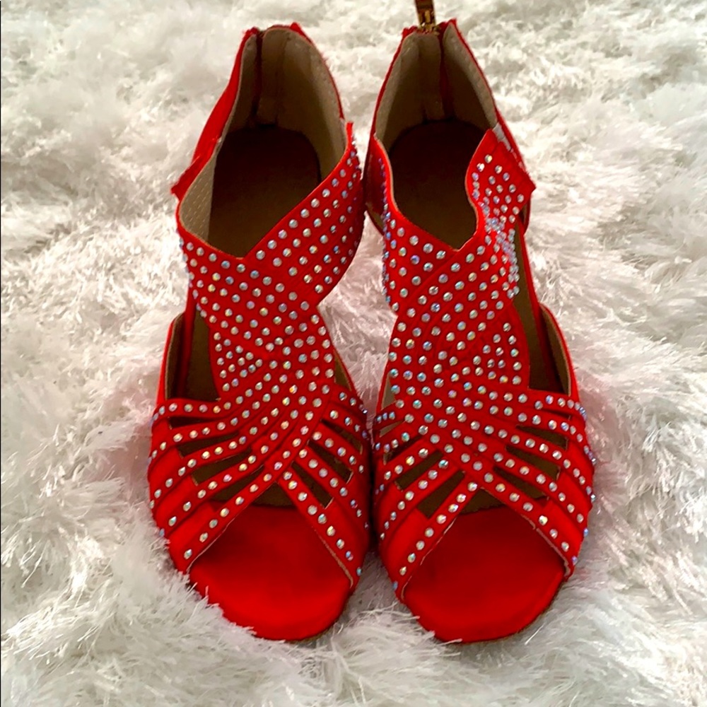 RED RHINESTONE Dance Shoes